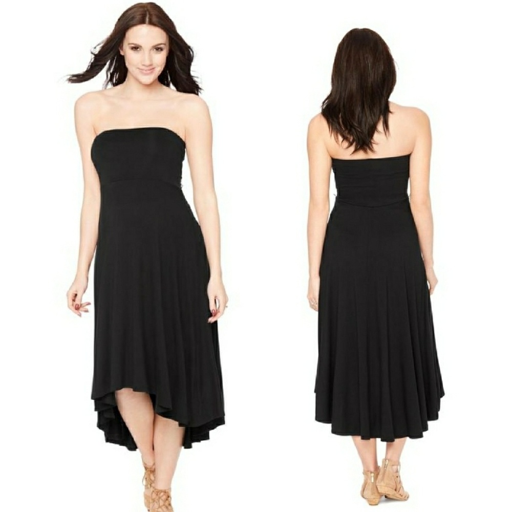 High-low strapless dress